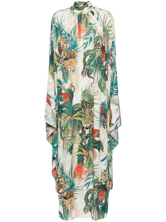 Roberto Cavalli Abito lungo con stampa Jungle - Toni neutri