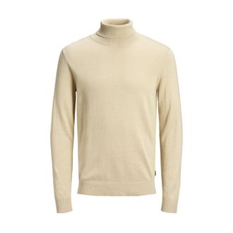 Jack & Jones Jack & Jones, Turtlenecks, male, Beige, Size: XL Beige Turtleneck Knitted Sweater