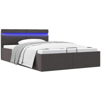 vidaXL vidaXL Giroletto con Contenitore e LED Grigio Scuro Tessuto 120x200 cm