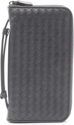 Bottega Veneta Portafoglio Intrecciato in nappa con zip 2012-2025 - Grigio