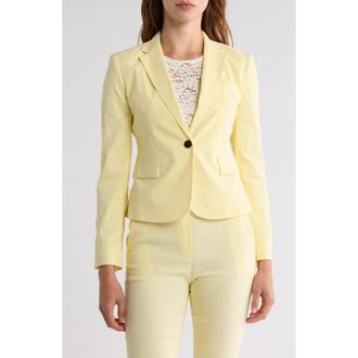 Theory Shrunken Stretch Linen Blend Blazer in Lemon at Nordstrom Rack, Size 000