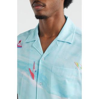 MAVRANS Jet Ski Island Weekend Camp Shirt in Blue at Nordstrom, Size Xx-Large