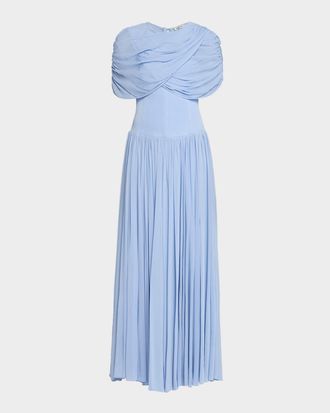 SIMKHAI Nancie Draped Jersey Cape Maxi Dress