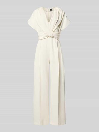 HUGO BOSS Jumpsuit mit V-Ausschnitt Modell Debasa in Offwhite, Gr&ouml;&szlig;e 38