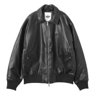 adidas Premium Essentials Pleather Bomber Jacket Asia Sizing Black KD2943