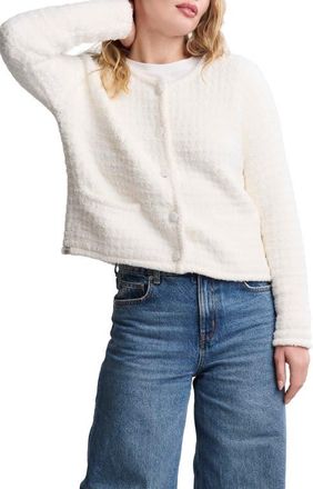 Barefoot Dreams CozyChic Textured Cardigan in Pearl at Nordstrom, Size X-Large