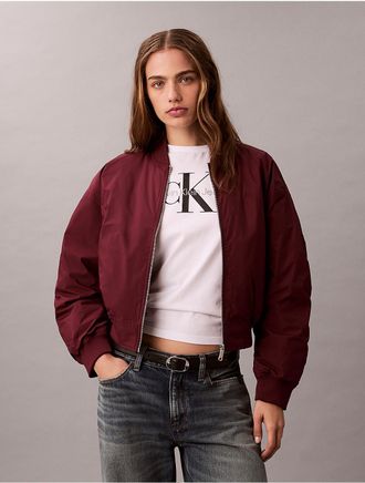 Calvin Klein Jeans Calvin Klein Womens Logo Graphic Padded Bomber Jacket - Red - M