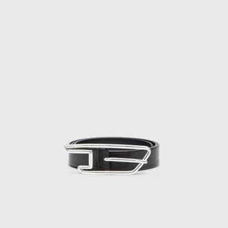 Diesel 3cm leather belt with D-logo buckle - Belts - Unisex - Black