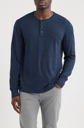 Vince Long Sleeve Pima Cotton & Modal Henley in Coastal at Nordstrom, Size Xx-Large
