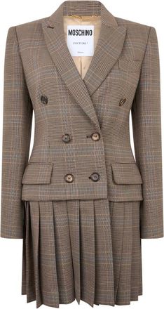 Moschino Jassen, Dames, Veelkleurig, M, Wol, Elegante Jas met Geplooide Rok