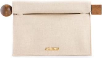 Jacquemus La Pochette Rond Carré Canvas Clutch in Light Greige at Nordstrom