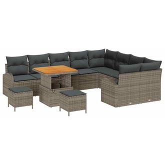 vidaXL Conjunto De Sof&aacute; De Jard&iacute;n Con Coj&iacute;n 12 Pcs Gris Polirat&aacute;n Vidaxl