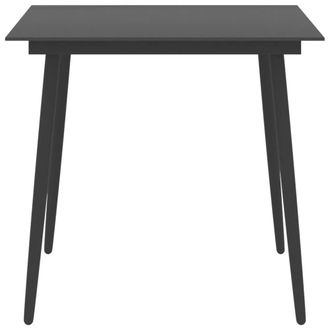 Berkfield Home Garden Dining Table Black 80x80x74 cm Steel & Glass | Size: 80 x 80 x 74 cm