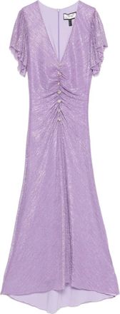 Nissa ruffled gathered dress - women - Metallised Fibres/Polyester/Rayon/Nylon/Spandex/Elastane - 46 - Purple