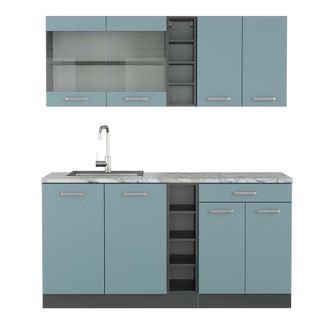 Vicco Cocina Vers&aacute;til R-line, Gris Azulado/antracita, 160 Cm, Et M&aacute;rmol