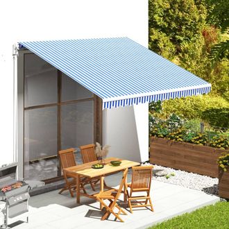 vidaXL Vidaxl - Tela De Repuesto Para Toldo Azul Y Blanco 4x3,5 M