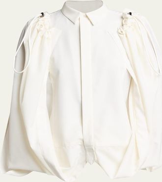 sacai Wool Suiting Drawstring Cape Shirt