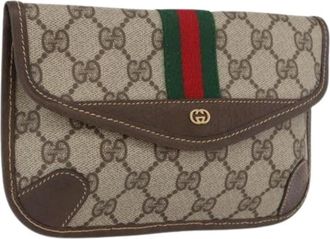 Gucci Pre-owned Clutches, female, Beige, Size: ONE SIZE Pre-owned Vintage Canvas Pouch
