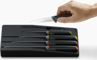 Joseph Joseph Juego De Cuchillos Multicolores Joseph Joseph Elevate Store De 5 Piezas Con Bandeja De Almacenamiento En Caj&oacute;n, Cuchillos Ergon&oacute;micos De Acero Inoxida