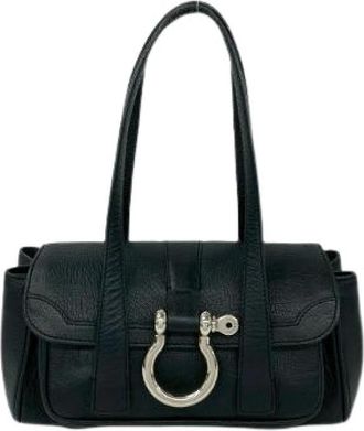 Burberry Pre-owned Handbags, female, Black, Size: ONE SIZE Pre-owned Leather Handbag