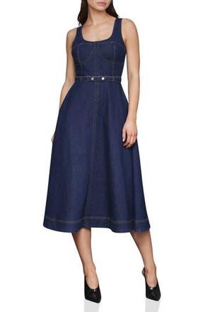Avec Les Filles Belted Bustier Denim Dress in Royal Rinse at Nordstrom Rack, Size 12
