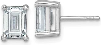 Diamond2Deal 14k Gold 3 ct Emerald Lab Grown Diamond Stud Earrings VS Clarity, G-H Color
