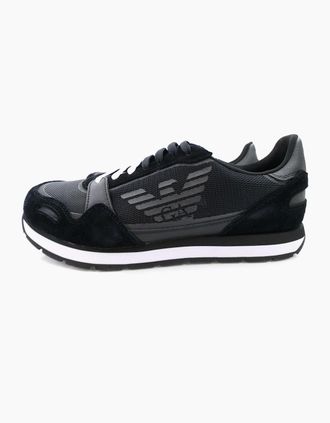 Emporio Armani Mens Emporio Armani Suede Sneakers With Contrasting Inserts And Oversi Black/black - Size: 11