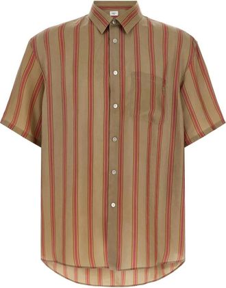 Saint Laurent Cassandre Gestreept Shirt - Heren - Korte mouwen Overhemden - Veelkleurig - XL - Overhemden