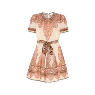 Zimmermann Paisley-print Belted Mini Dress