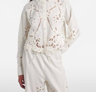 Veronica Beard Aderes Eyelet Shirt In Dove