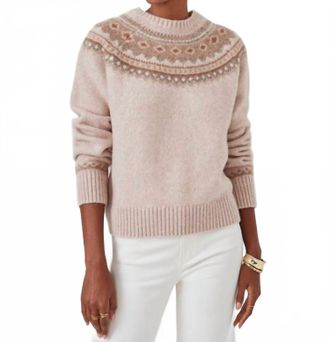 J.McLaughlin Womens Joey Fairisle Wool Blend Crewneck Sweater In Brown