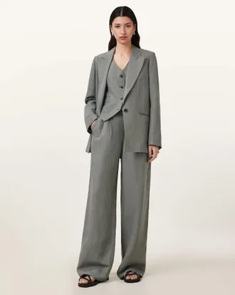 AllSaints Averie Tencel Wide Leg Linen Blend Pants