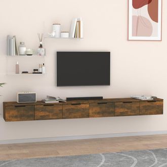 Berkfield Home Wall Cabinets 2 pcs Smoked Oak 102x30x20 cm Engineered Wood in Brown | Size: 102 x 30 x 20 cm