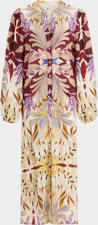 Marie Oliver Gregory Tranquility-Print Viscose Midi Dress