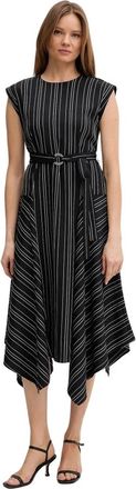 DKNY Belted Flared Dress - Dames - Casual kleedjes - Zwart - M - Polyester - Kleedjes