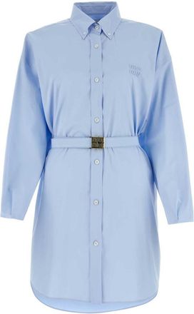 Miu Miu Light blue poplin shirt dress