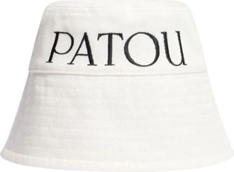 Patou Accessories, female, White, M, White Cotton Bucket Hat with Logo