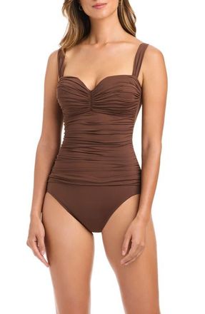 Bleu Rod Beattie Kore Shirred Underwire One-Piece Swimsuit in Rockpool at Nordstrom, Size 10