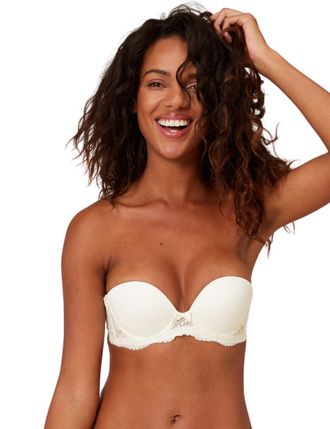 Simone P&eacute;r&egrave;le Womens Eden Strapless Plunge Bra - Ivory Nylon - Size 32B