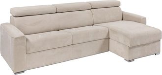 Vente-Unique Sof&aacute; cama rinconera reversible de pana beige - Cama de 160 cm - Colch&oacute;n de 22 cm - VIZIR