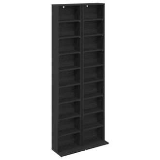 vidaXL Cabinet Para Cds 2 Uds. Roble Negro 33 X 23,5 X 175 Cm Vidaxl