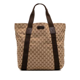Gucci Pre-owned Womens Monogrammed Canvas Tote Bag - Tan Textile - One Size