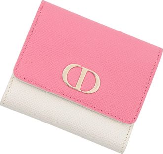 Dior Pink White Leather Wallet (Tri-Fold) (Pre-Owned)