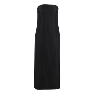 Loulou Studio Pinstripe Bustier Jurk - Dames - Feestkleedjes - Zwart - M - Leer - Kleedjes