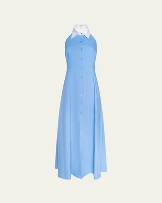 L'agence Maurie Cotton Poplin Halter Maxi Dress