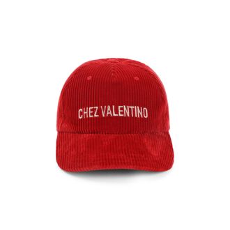 Valentino Garavani Red Cotton Chez Valentino Baseball Hat-Uomo