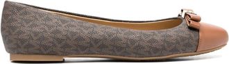 Michael Michael Kors Andrea monogram print ballerinas - women - Calf Leather/PVC/Rubber - 7 - Brown