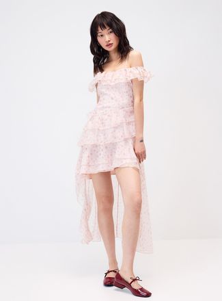 Twik Womens Tiered airy chiffon ruffle dress