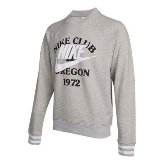 Nike Mens Nike As Nsw Trend Ft Crew Large Logo Alphabet Printing Knit Sports Round Neck Pullover Light Grey DD6166-050