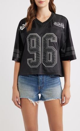 Von Dutch Cropped Football Jersey in Black Beauty at Nordstrom, Size Medium
